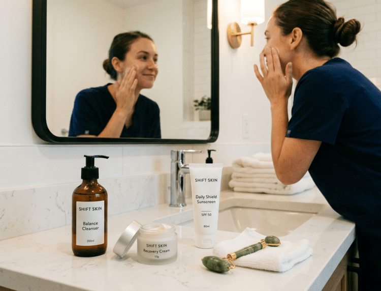 skincare routine for women who work night shifts and have dull skin